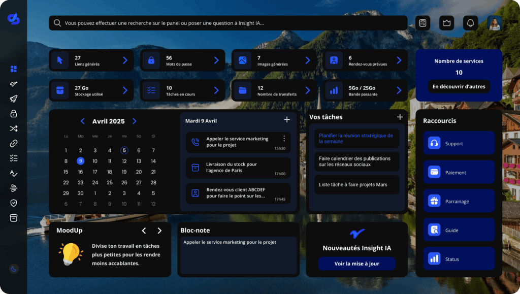 Tableau de bord MyUniSpace